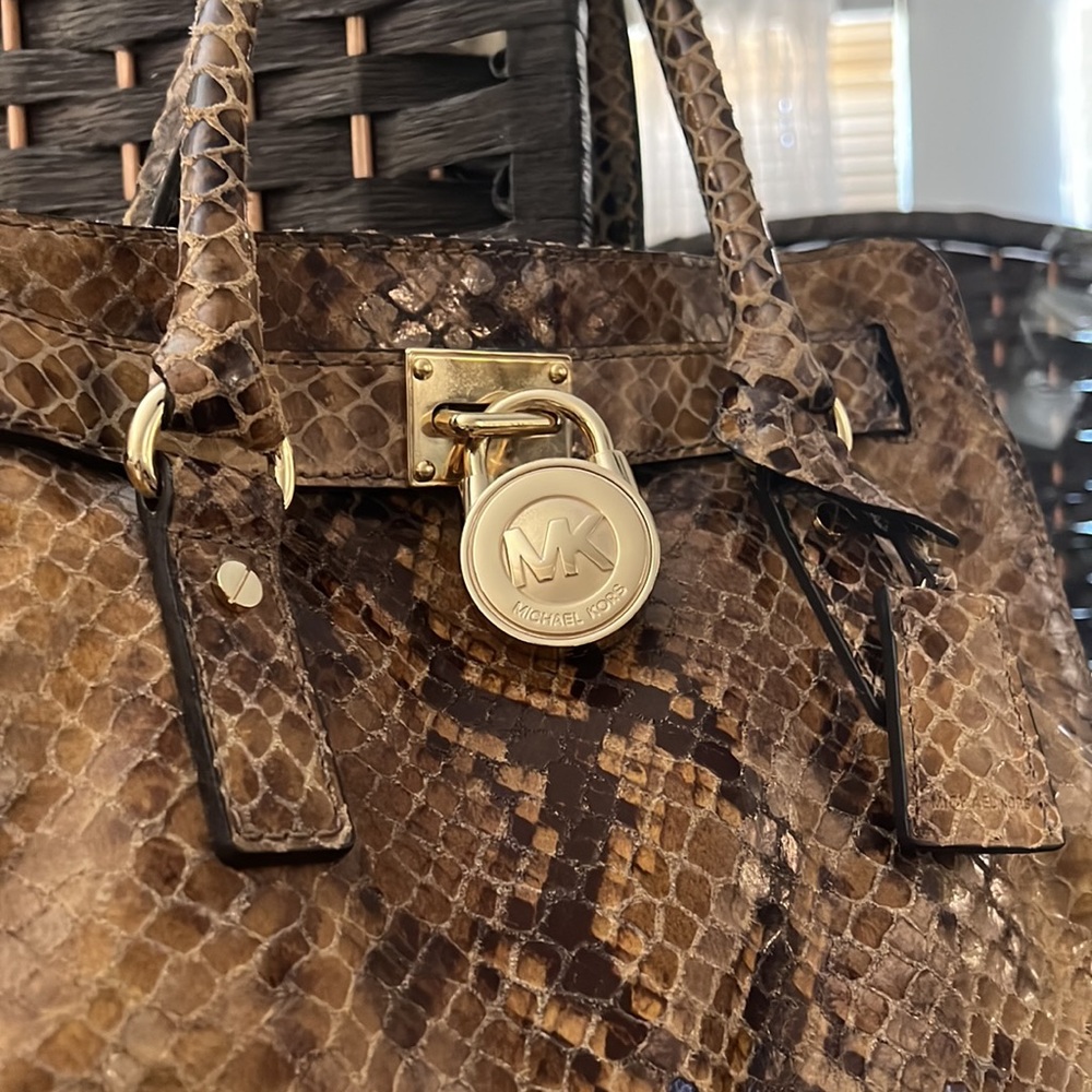 Michael Kors Brown Python Skin Leather Satchel - image 2